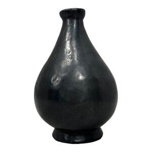Barro Negro De Oaxaca Vintage Black Clay Vase 7" Artisan Made in Mexico